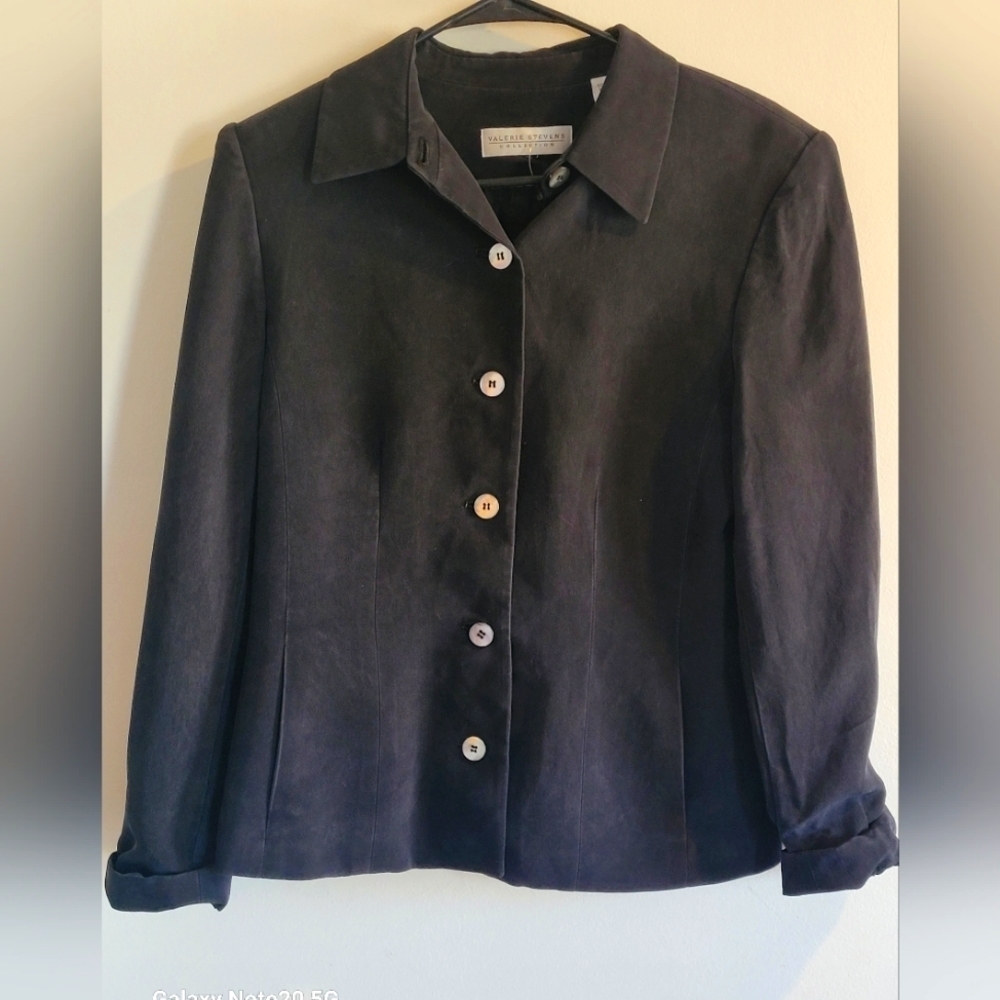 Women's black silk blazer, size 10
